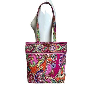 Vera Bradley Shoulder Tote Bag Medium Pink Paisley Print Floral Quilted Retired